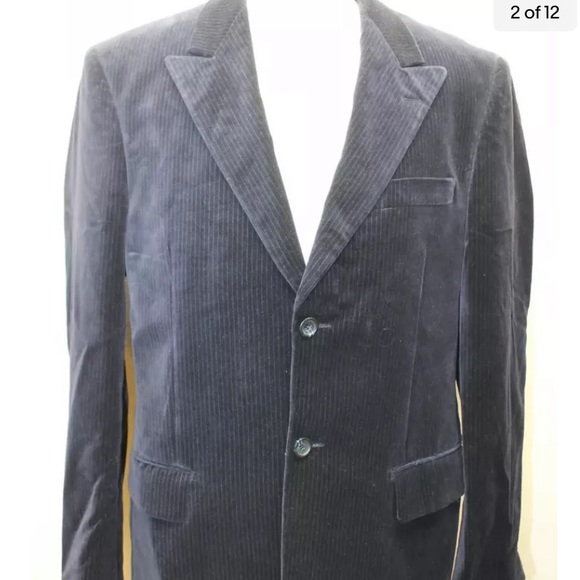 Perry Ellis Men Blazer Navy Blue Corduroy 2 Buttons 40R 100% Cotton - Picture 11 of 11